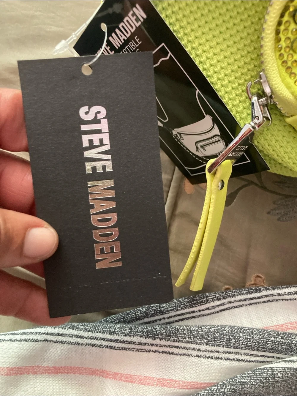 Steve Madden Neon Yellow Crossbody Belt Bag with Detachable Pouch